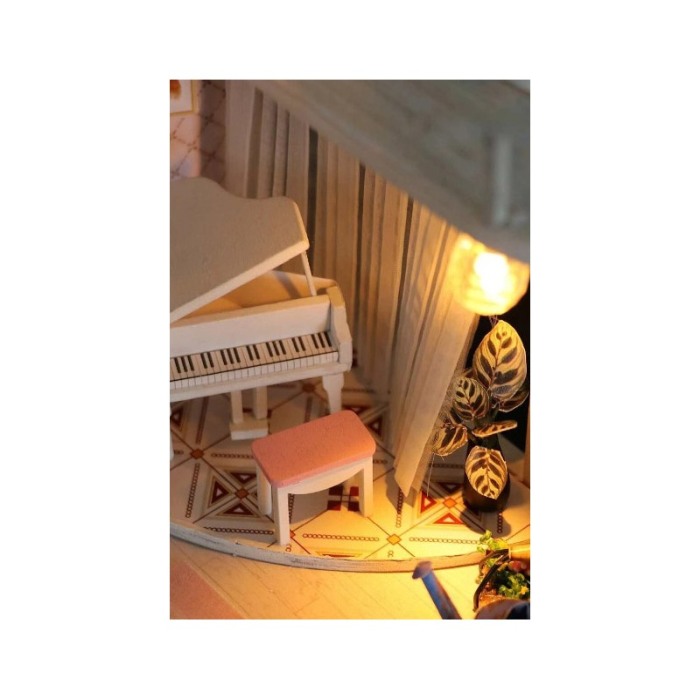Casa de construit DIY Pinky Loft, tip macheta, miniatura artizanala, scala 1:24, cu leduri si accesorii, Doty®️ [2]