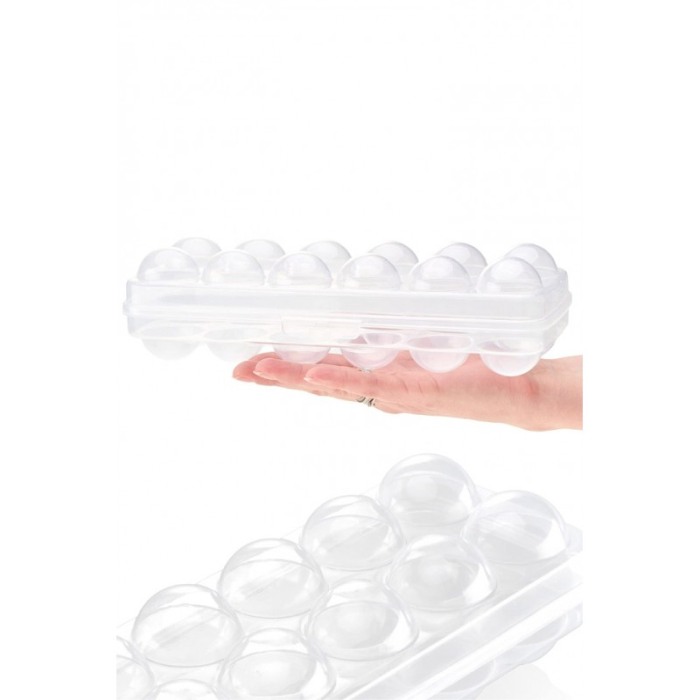 Caserola pentru oua Egg Holder, capacitate 12 oua, inchidere sigura, plastic, transparent, 28x10 cm, Doty®️ [2]