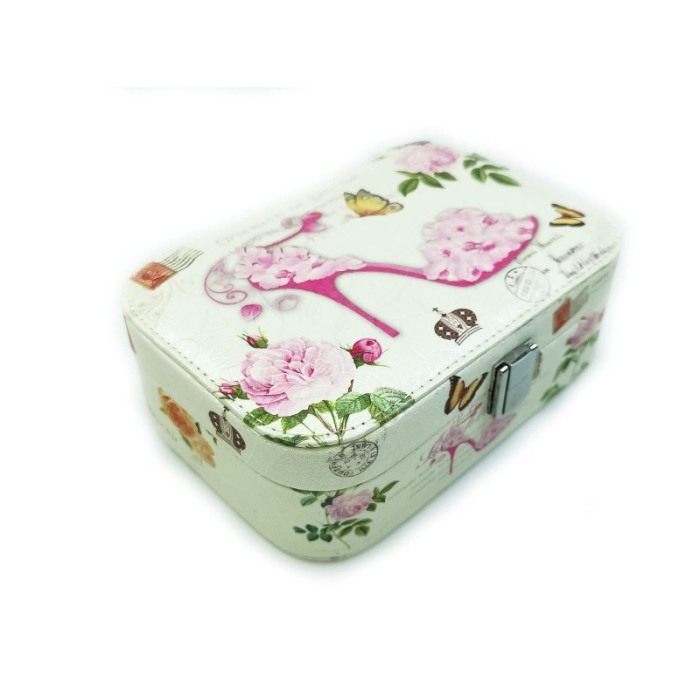 Caseta bijuterii Heels cu 1 spatiu pentru ceas, din piele ecologica, oglinda,design cu ilustratii, multicolor,doty [3]