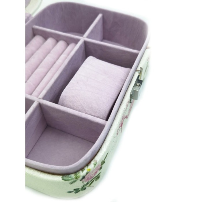 Caseta bijuterii Heels cu 1 spatiu pentru ceas, din piele ecologica, oglinda,design cu ilustratii, multicolor,doty [2]