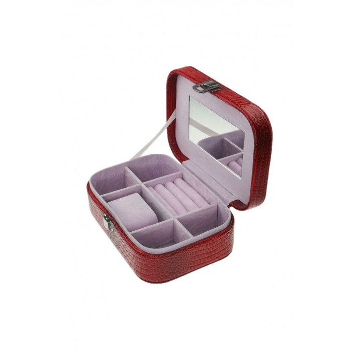 Caseta bijuterii si 1 spatiu pentru ceas din piele ecologica de culoare rosie [2]