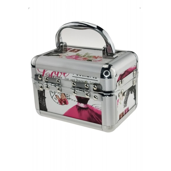 Caseta de bijuterii, cu oglinda si maner, aluminiu,13 cm,  Doty [4]