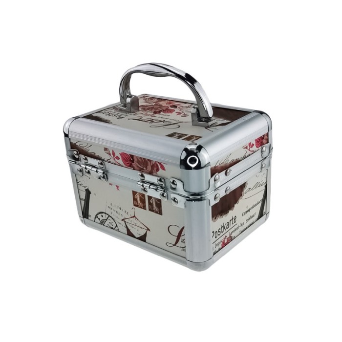 Caseta de bijuterii, cu oglinda si maner, aluminiu,13x18 cm, Doty [2]