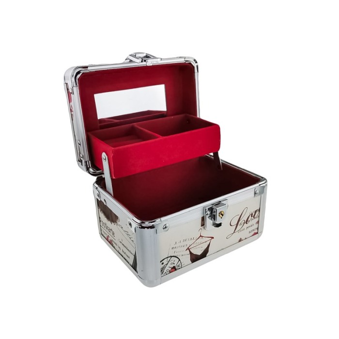 Caseta de bijuterii, cu oglinda si maner, aluminiu,13x18 cm, Doty [4]