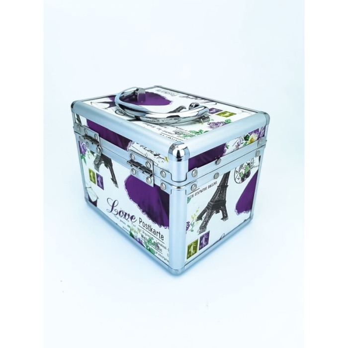Caseta de bijuterii cu sertar, oglinda si maner, imprimeu paris ,aluminiu, 17cm , Doty [3]
