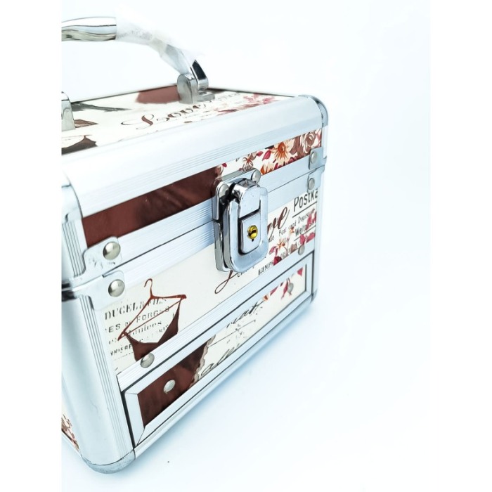 Caseta de bijuterii cu sertar, oglinda si maner, imprimeu postcard ,aluminiu, 16cm , Doty [3]