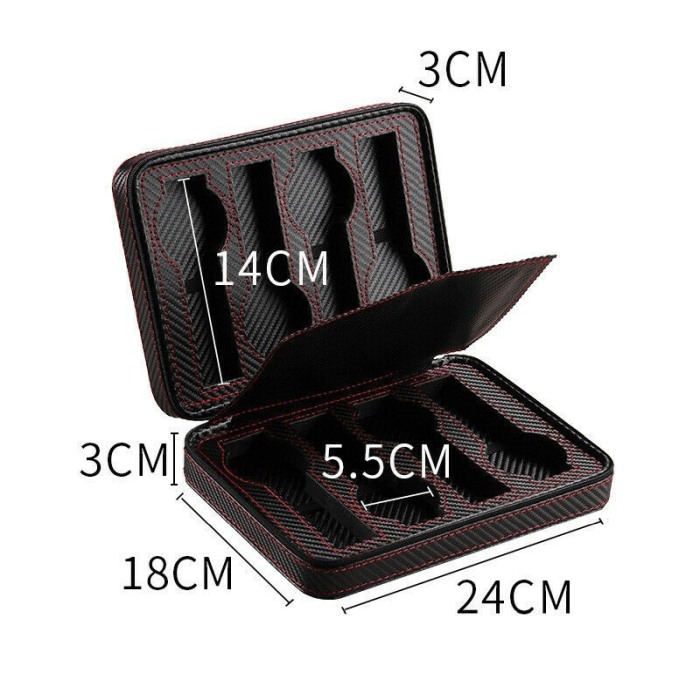 Caseta Transport Ceasuri 8 Spatii Carbon,Inchidere cu fermoar [3]