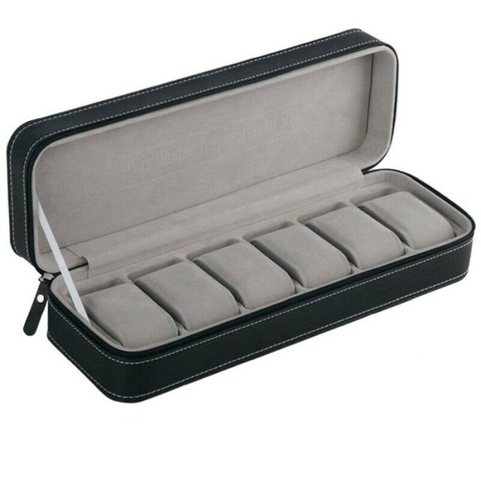 Caseta Transport Ceasuri Piele Ecologica Neagra 6 Spatii [2]