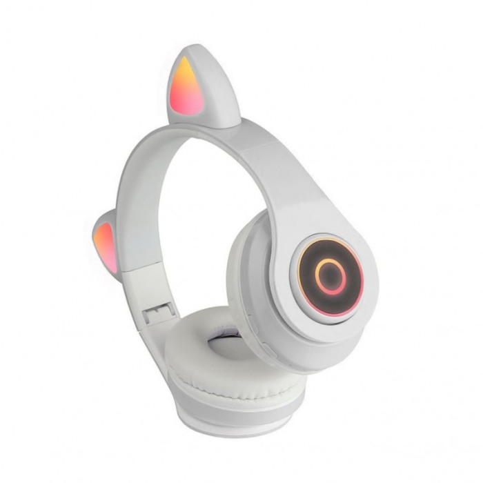Casti wireless CatSound, design creativ, versiune V5.0, compatibilitate universala, efecte luminoase, alb [5]