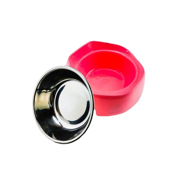 Castron 2 in 1 pentru animale de companie cu bol din inox, roz, Doty [1]