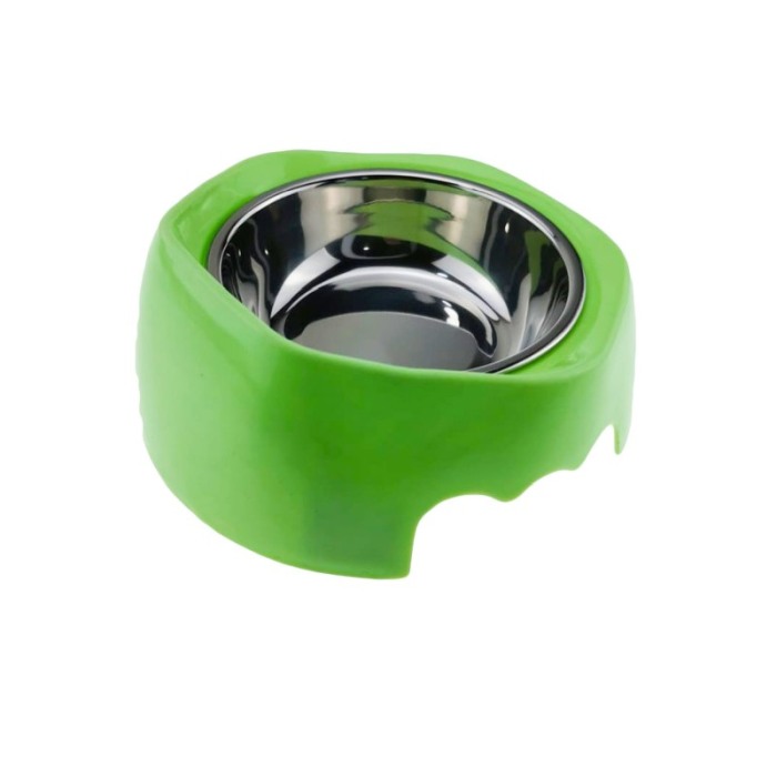 Castron 2 in 1 pentru animale de companie cu bol din inox, verde, Doty [4]