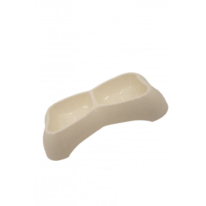 Castron dublu Blurino pentru animalele de talie medie,galben pal, 29 x 16 cm [4]