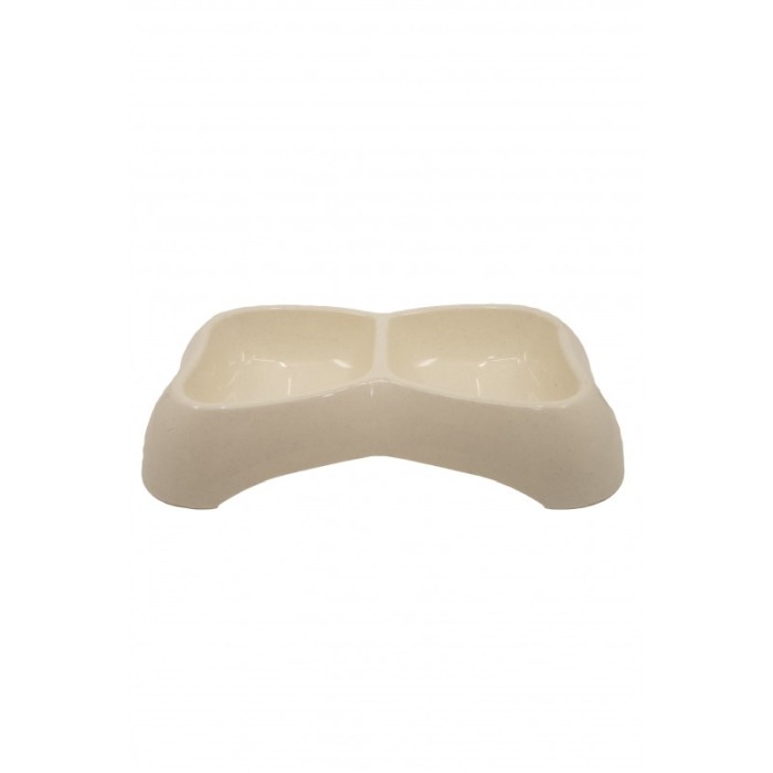 Castron dublu Blurino pentru animalele de talie medie,galben pal, 29 x 16 cm [2]
