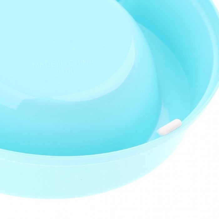 Castron dublu in forma de broasca pentru caini si pisici cu boluri din inox detasabile, Albastru, Doty [2]