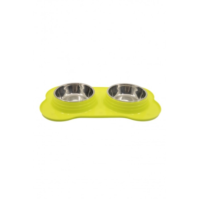Castron dublu pentru animale Bonnie Foodie,verde lime, 39 x25 cm [1]
