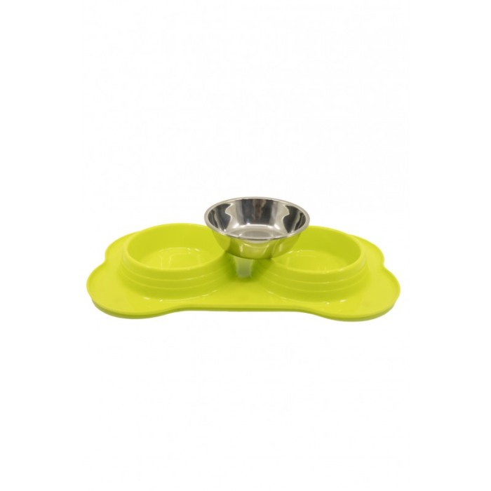 Castron dublu pentru animale Bonnie Foodie,verde lime, 39 x25 cm [3]