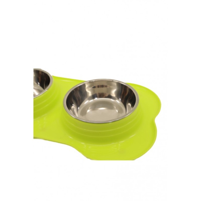 Castron dublu pentru animale Bonnie Foodie,verde lime, 39 x25 cm [4]