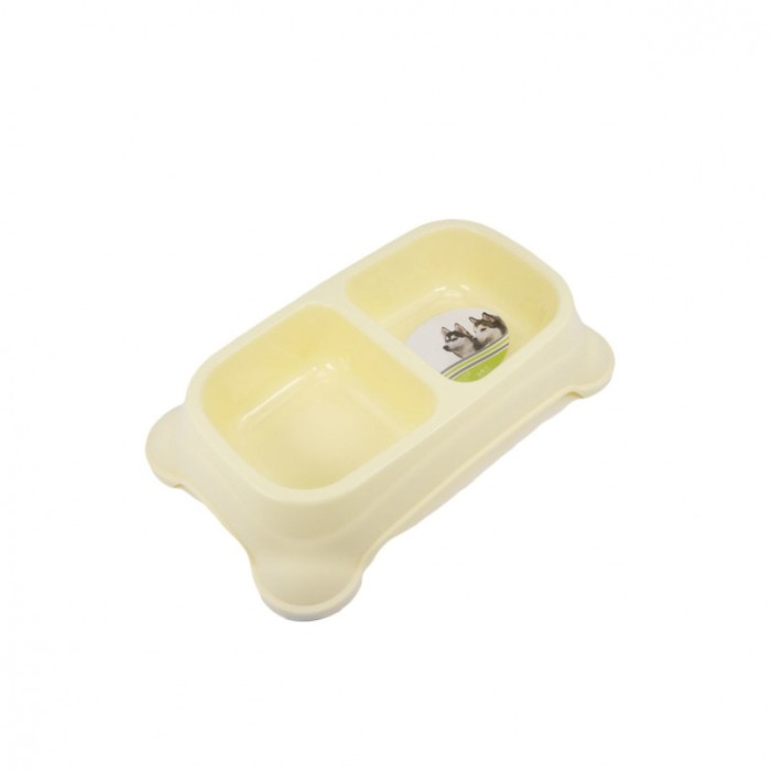 Castron dublu Rainwbow Bowl pentru animale, picioare antiderapante, galben pal, 35 x 22 cm, Doty [5]