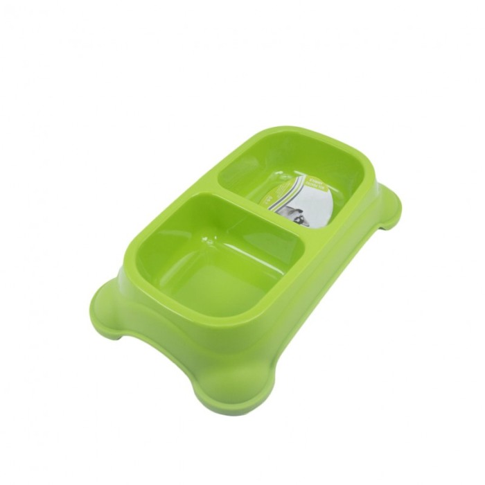 Castron dublu Rainwbow Bowl ,pentru animale, picioare antiderapante, verde, 35 x 22 cm, Doty [1]