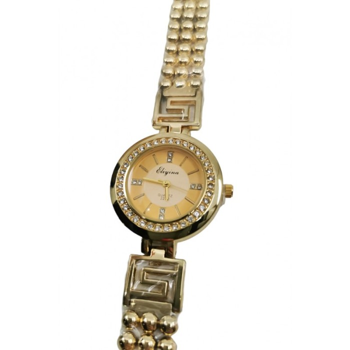 Ceas dama LuxuryBrace mecanism Quartz, bratara metalica aurie, pietre, 19 cm, design elegant, comfortabil si versatil [5]
