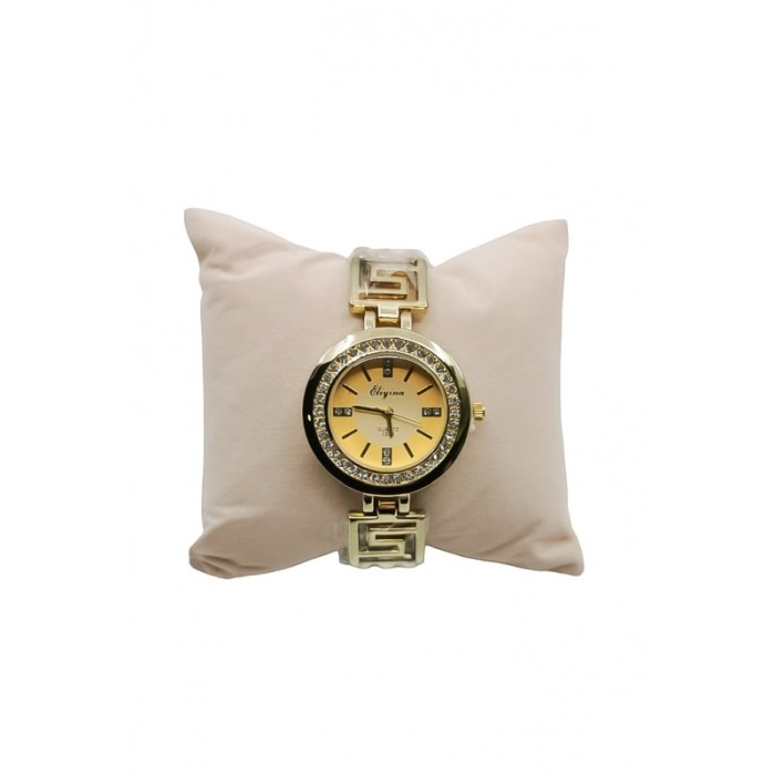 Ceas dama LuxuryBrace mecanism Quartz, bratara metalica aurie, pietre, 19 cm, design elegant, comfortabil si versatil [1]