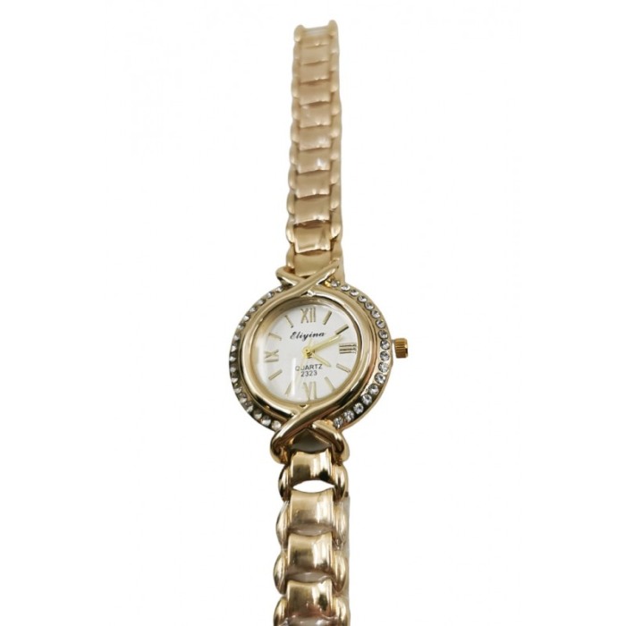 Ceas dama LuxuryBraid mecanism Quartz, bratara metalica aurie, pietre, 19 cm, design elegant, comfortabil si versatil [3]