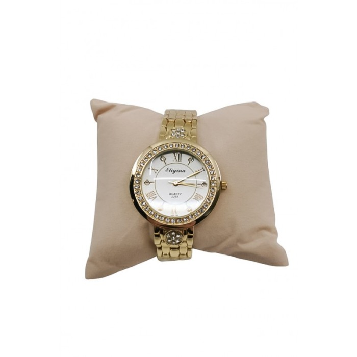 Ceas dama LuxuryClassics, mecanism Quartz, bratara metalica aurie, pietre, 20 cm, design elegant, comfortabil si versatil [1]