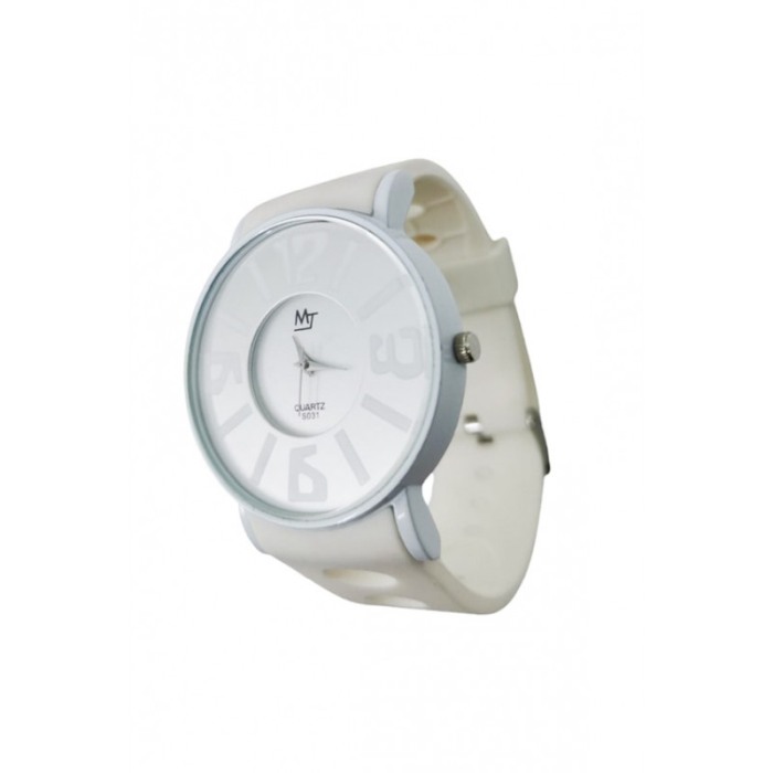 Ceas de mana Caslon Doty®, Quartz, universal, curea din silicon, alb laptos, resigilat [5]