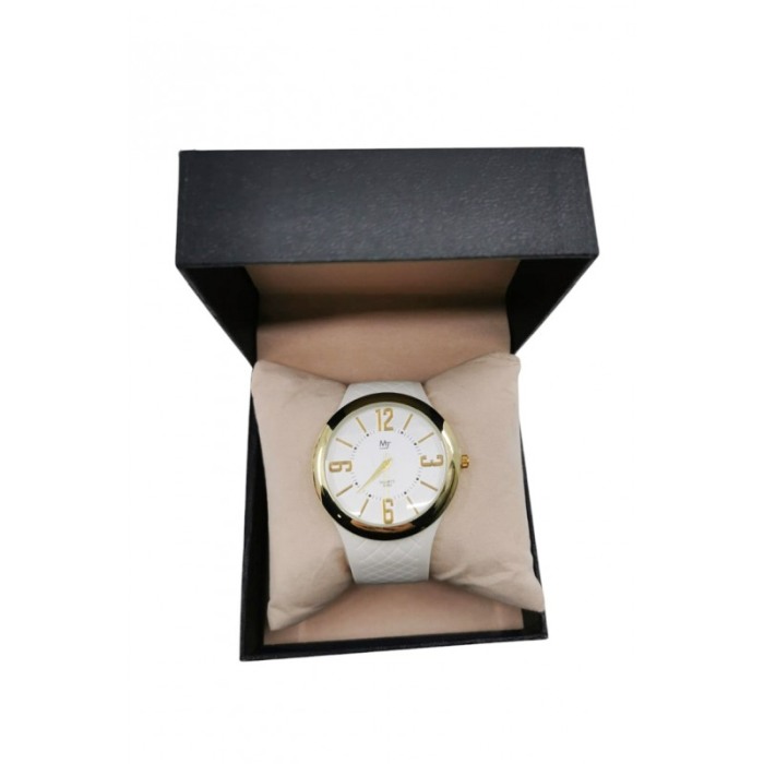 Ceas de mana Montana Doty®, Quartz, universal, curea din silicon, accente aurii, alb laptos, resigilat [2]