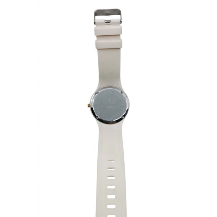 Ceas de mana Montana Doty®, Quartz, universal, curea din silicon, accente aurii, alb laptos, resigilat [5]