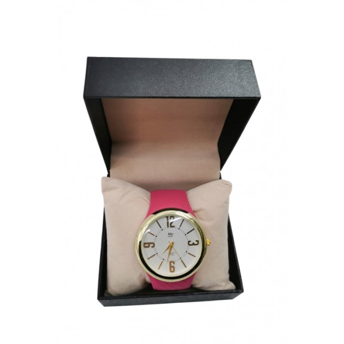 Ceas de mana Montana Doty®, Quartz, universal, curea din silicon, accente aurii, roz, resigilat [5]