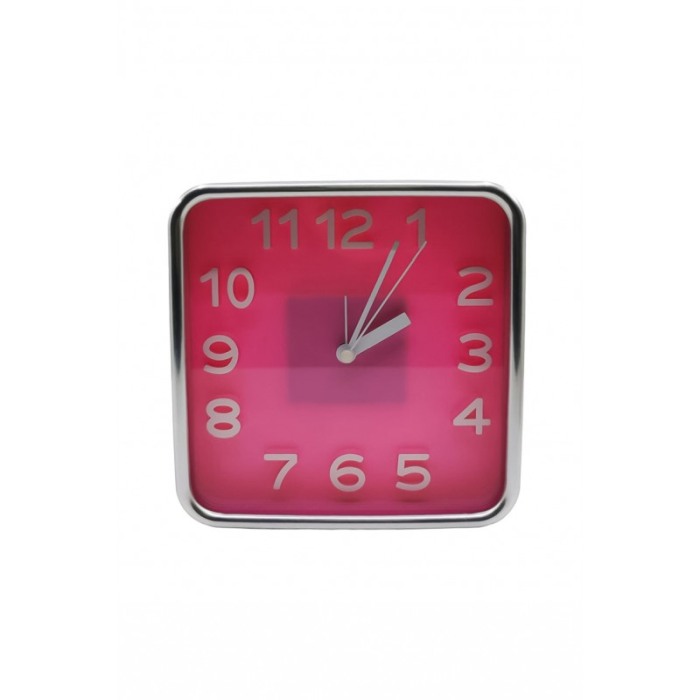 Ceas de masa AtClock Doty®, forma patrata, design minimalist, rama arginie, functioneaza cu baterie, 15 cm, roz [4]