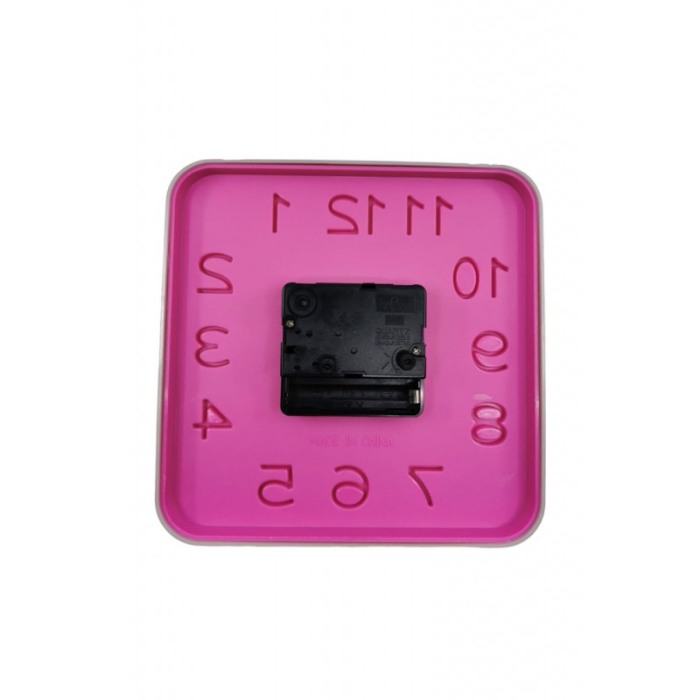 Ceas de masa AtClock Doty®, forma patrata, design minimalist, rama arginie, functioneaza cu baterie, 15 cm, roz [2]