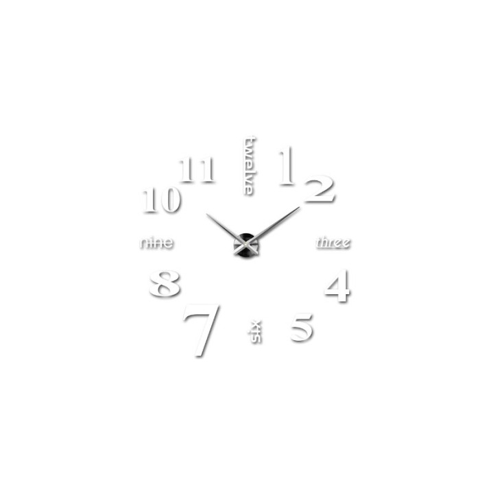 Ceas de perete 3DWatch, se lipeste de perete, design creativ, 130 cm, cifre iesite in relief, argintiu [1]