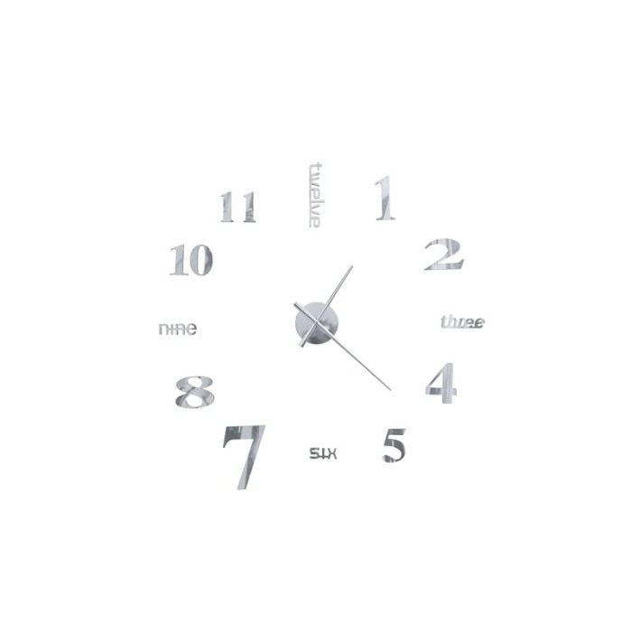 Ceas de perete 3DWatch, se lipeste de perete, design creativ, 130 cm, cifre iesite in relief, argintiu [5]