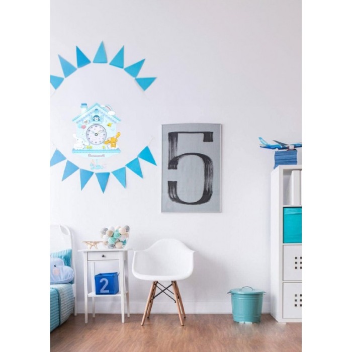 Ceas de perete decorativ Cute Wonderland, pentru camera copilului, 25x30x5 cm, albastru, Doty® [3]