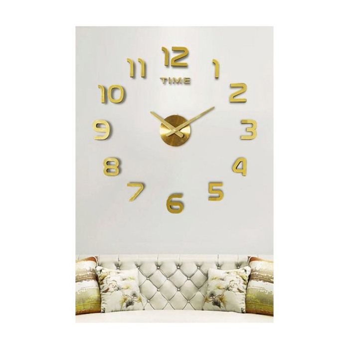 Ceas de perete Gold3DWatch, se lipeste de perete, design creativ, 100 cm, cifre iesite in relief, auriu [2]