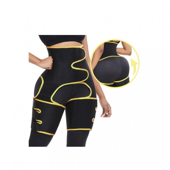 Centura 3 in 1 BodyBuild pentru slabit si modelat, ajustabila, confortabila, marime L/XL negru/galben [6]