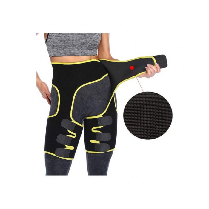 Centura 3 in 1 BodyBuild pentru slabit si modelat, ajustabila, confortabila, marime S/M, negru/galben [4]