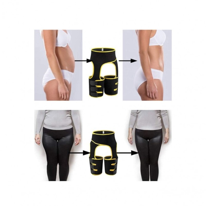 Centura 3 in 1 BodyBuild pentru slabit si modelat, ajustabila, confortabila, marime S/M, negru/galben [1]