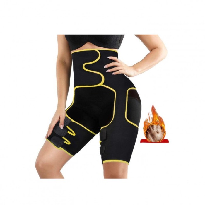 Centura 3 in 1 BodyBuild pentru slabit si modelat, ajustabila, confortabila, marime S/M, negru/galben [5]