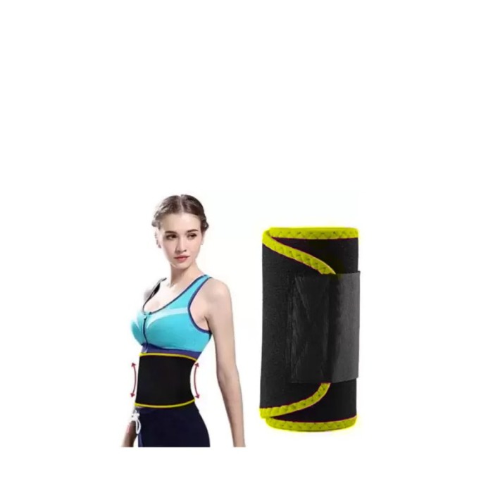Centura de slabit FittnessBelt, marime universala, subtiaza, tonifica, unisex, prindere cu scai, 90x19 cm, negru/galben, Doty®️ [5]