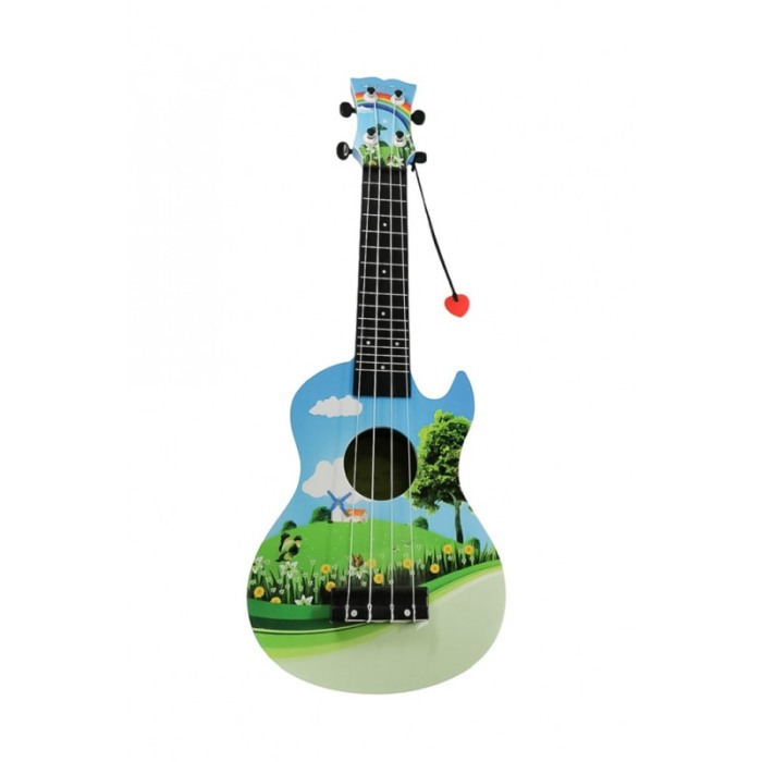 Chitara clasica de jucarie pentru copii Lalala Guitar Doty®, interactiva, pana inclusa, 4 corzi, albastra [1]