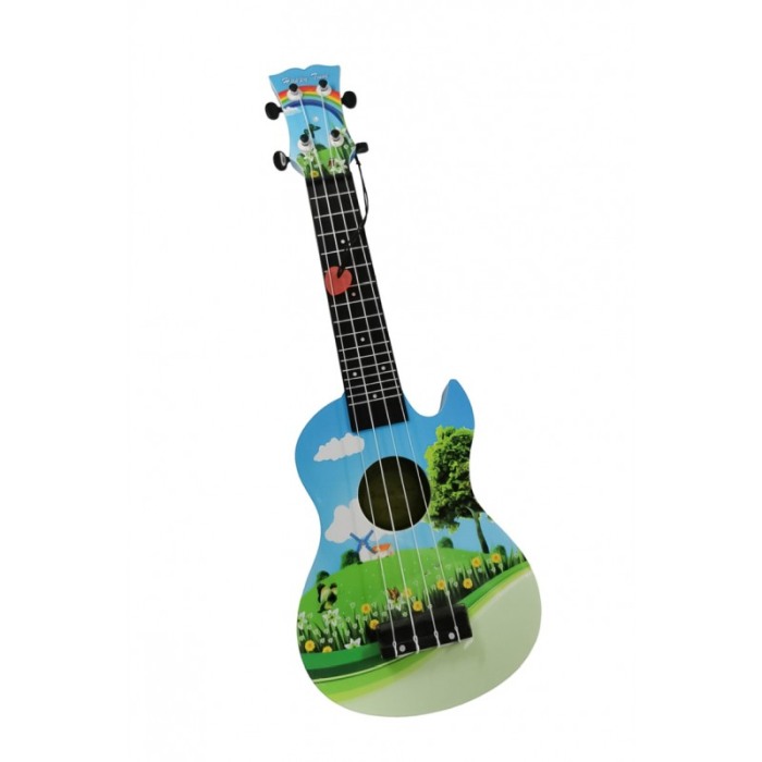 Chitara clasica de jucarie pentru copii Lalala Guitar Doty®, interactiva, pana inclusa, 4 corzi, albastra [3]