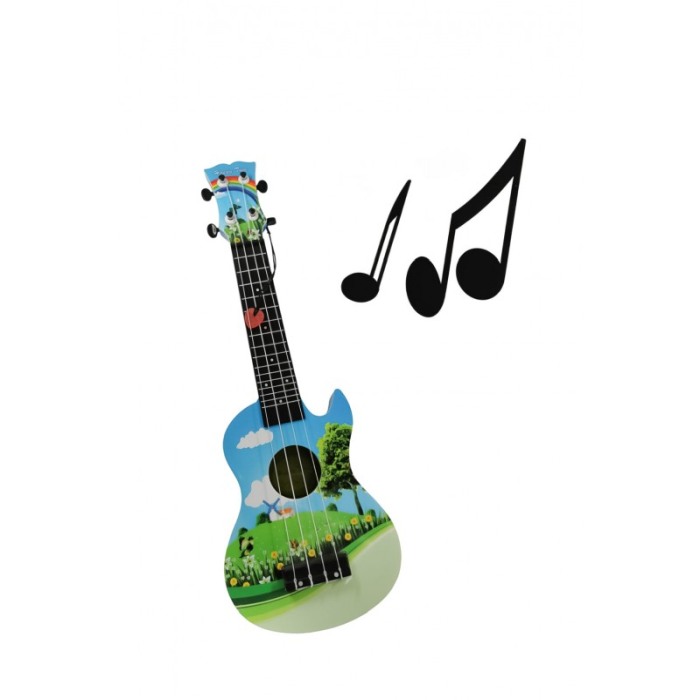 Chitara clasica de jucarie pentru copii Lalala Guitar Doty®, interactiva, pana inclusa, 4 corzi, albastra [5]