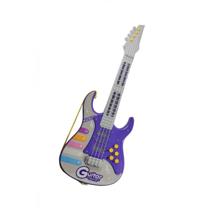 Chitara de jucarie electrica pentru copii Rockstar Guitar Doty®, interactiva, 4 corzi, curea , mov [5]