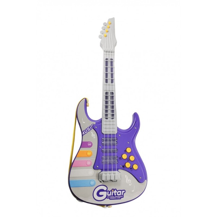 Chitara de jucarie electrica pentru copii Rockstar Guitar Doty®, interactiva, 4 corzi, curea , mov [1]