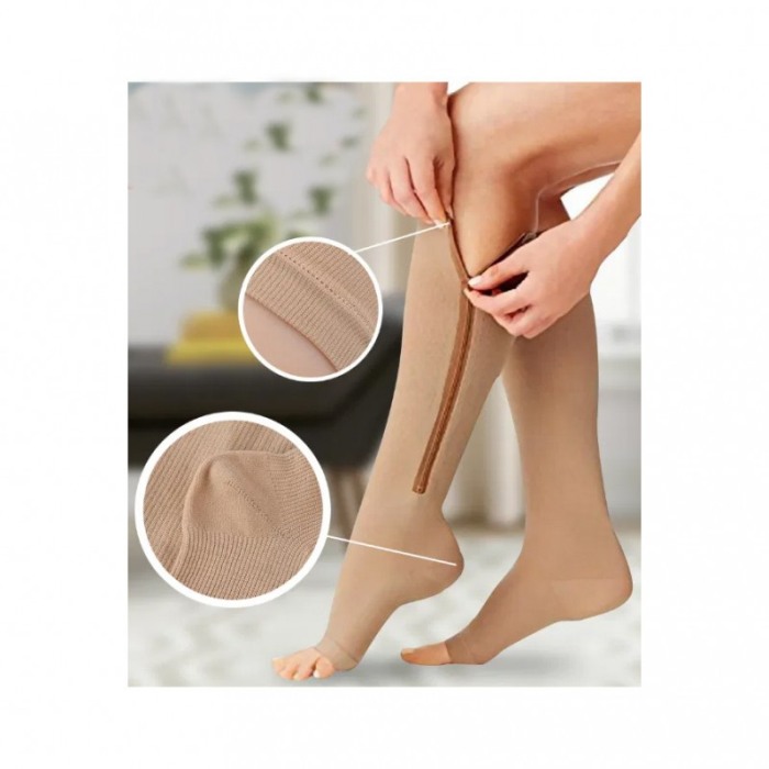 Ciorapi compresivi ZipperSoft, pentru imbunatatirea circulatiei sanguine,universale, nude, L/XL [4]