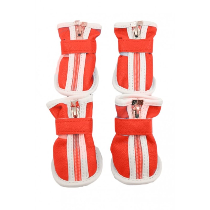 Cizmulite cu fermoar pentru catei/pisici de talie foarte mica, rosu/alb, 4.9 x 3.7 cm [4]