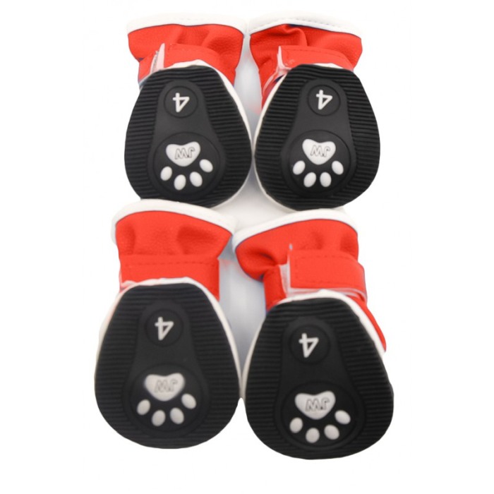 Cizmulite cu fermoar pentru catei/pisici de talie foarte mica, rosu/alb, 4.9 x 3.7 cm [2]